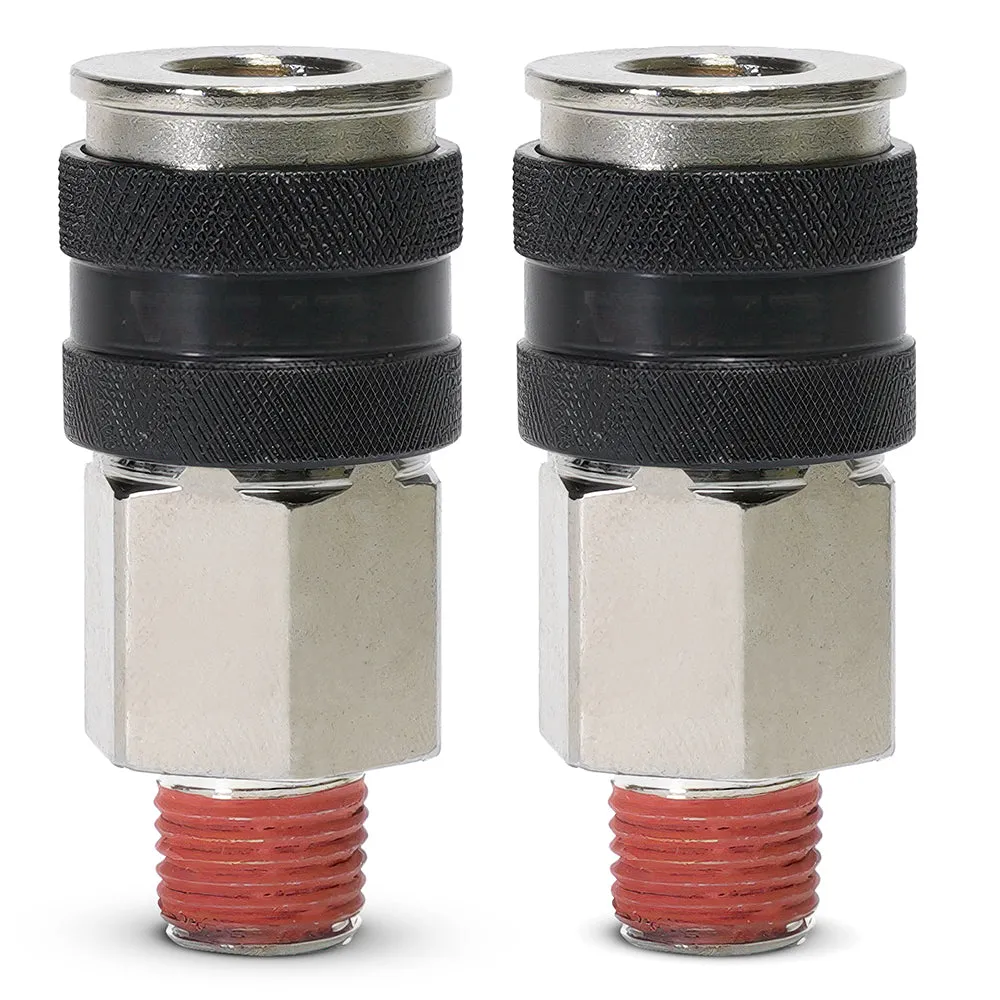 "3/8"" NPT - (M) Automatic Coupler - Steel / Nickel Plated w/ black sleeve & No Logo-10pc" product image