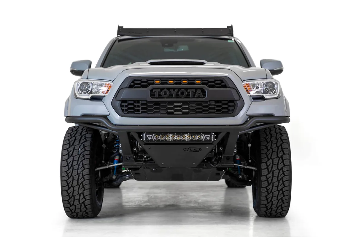 The Add Pro Bolt-On Bumper Stays Flush With The Front Your Toyota Tacoma. The Pro Bolt-On Truly Contours The Body Lines of The Tacoma Without The Need For a Plastic Valence. Built With .120 Wall Steel Tubing For Strength And Durability And an Aluminum sk product image