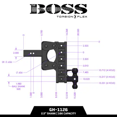 GEN-Y Hitch The BOSS TORSION-FLEX 25in Shank 75in Drop 17K TW 16K Hitch and GH-051 Versa-Ball and GH-032 Pintle Lock
