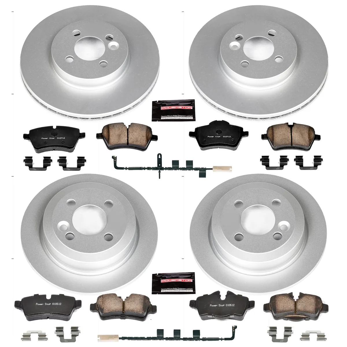 Z23 Sport Geomet Coated Rotor Kit For European Vehicles: Genuine Geomet Fully Coated Rotors; Carbon-Fiber Ceramic Pads W/Hardware; Pad Sensors product image