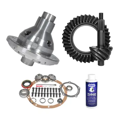 Yukon Gear and Axle Muscle Car Limited Slip & Re-Gear Kit For Ford 9 28 Spline 3.89 Ratio 9.0 Inch Ford Rear 3.89 Ratio R&P Gear/ Install Kit Package With 28 Spline T/L Posi (2.89 Inch Do/ OE Support) Yukon Gear