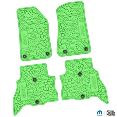 FLEXTREAD 21-24 Jeep 4xe Front and RearTire Tread/Scorched Earth Scene w/ JEEP Insert - Black w/ Tan Insert