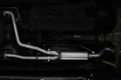 MBRP Exhaust Armor Lite Cat Back Performance Exhaust System; 2.5 in. Diameter; 3 in. Single High Clearance Rear Exit; Turn Down Tail; Aluminized Steel;