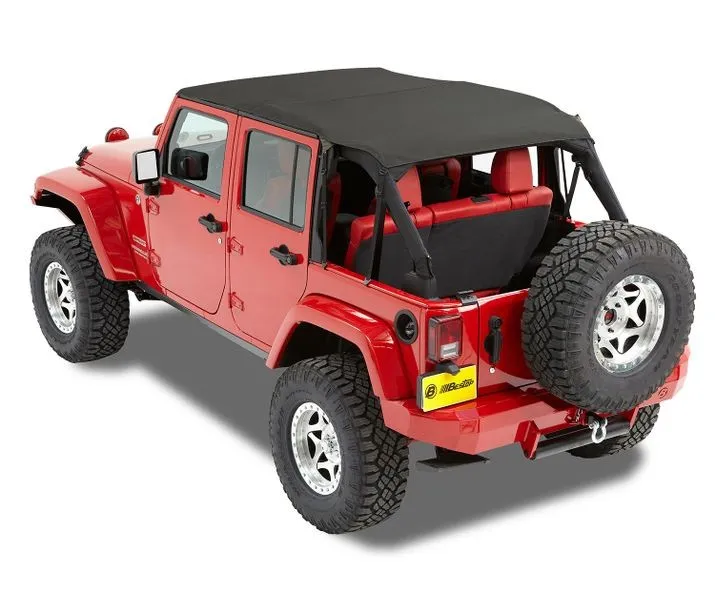 Jeep Wrangler Bikini Top Header Safari Cable Style Bikini Tops For Jeep 2010-2018 Wrangler JK 4 Door Black Diamond Bestop product image