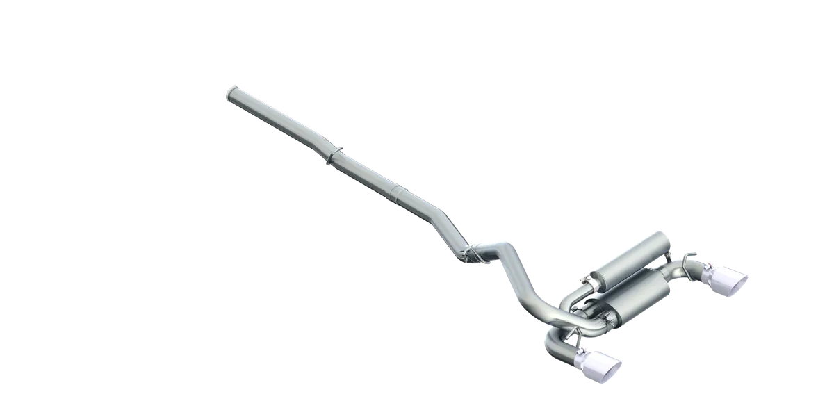 Armor Plus Cat Back Exhaust System; 3 in.; Incl. Front Pipe/Ext. Pipe/Over Axle Pipe/Muffler/Tailpipes/Hardware/Dual 4.5 in. OD Tips; Dual Rear Exit; T409 Stainless Steel; product image