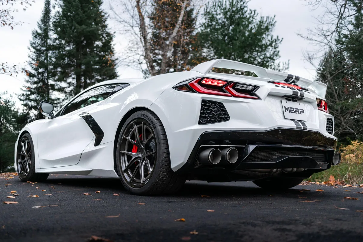 20-Present Chevrolet Corvette C8 6.2L Armor Pro Cat-Back Active Exhaust System Quad Rear Outlet with Carbon Fiber Tips MBRP product image