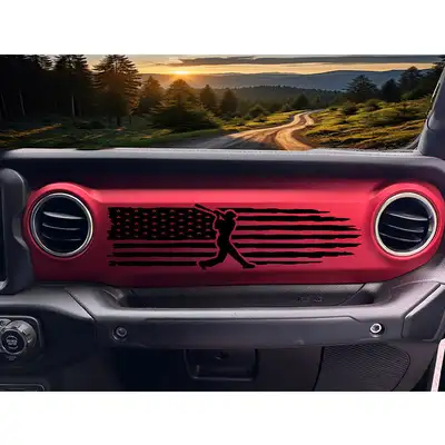Under The Sun Inserts American Flag with Bat Dashboard Decal