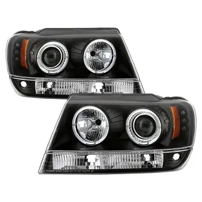 Spyder Auto ( Spyder Signature ) Jeep Grand Cherokee 99-04 Projector Headlights - LED Halo - LED ( Replaceable LEDs ) - Black - High 9005 (Not Included) - Low 9006 (Not Included) - 1999 / Jeep / Grand Cherokee