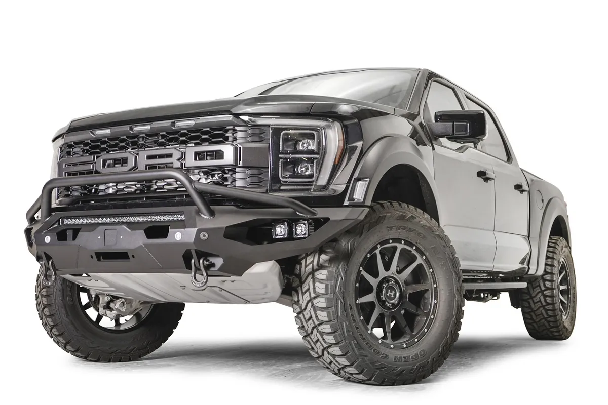 Matrix Front Bumper; 2 Stage Black Powder Coated; w/Pre-Runner Guard; ACC Compatible; product image