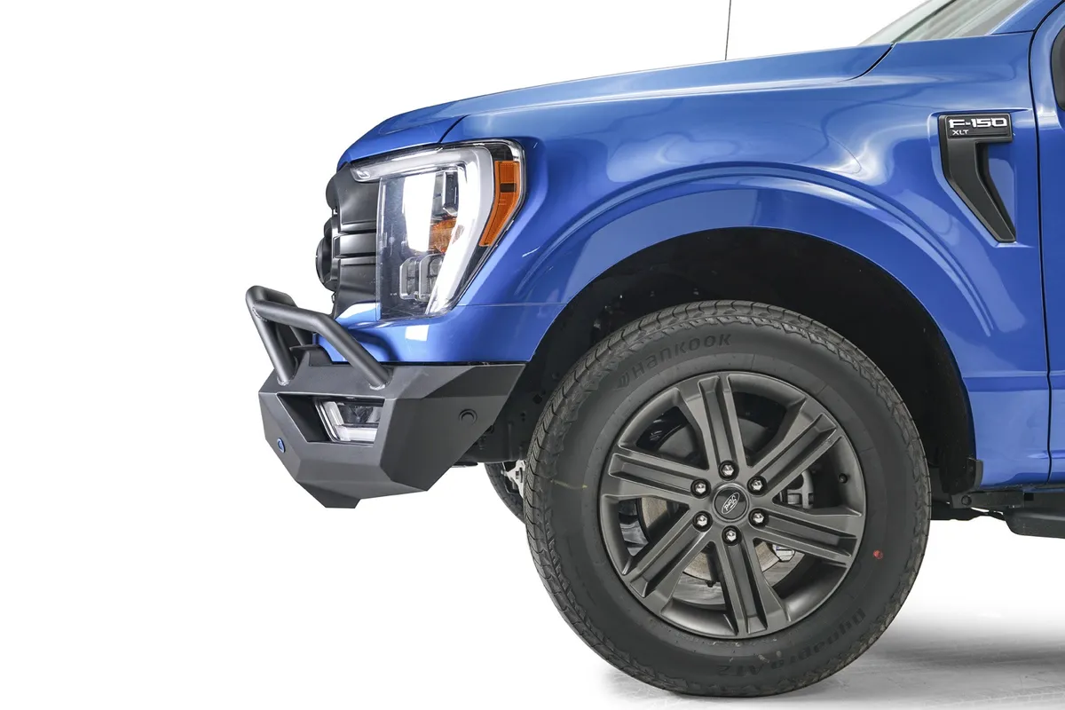 Vengeance Front Bumper; 2 Stage Black Powder Coat; Pre-Runner Guard; w/Sensor Holes; Compatible w/Adaptive Cruise Control; Accommodates Factory LED Fog Lights Or [3] 3X3 LED Cube; product image