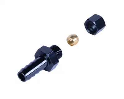 Derale 5/16" Transmission Cooler Line to 3/8" Hose Barb Black anodized Fitting