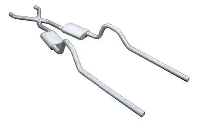 Pypes Performance exhaust Crossmember Back w/X-Pipe Exhaust System 66-74 Mopar B-Body Split Rear Dual Exit 2.5 in Intermediate And Tail Pipe Hardware Incl Muffler And Tip Not Incl Pypes Exhaust