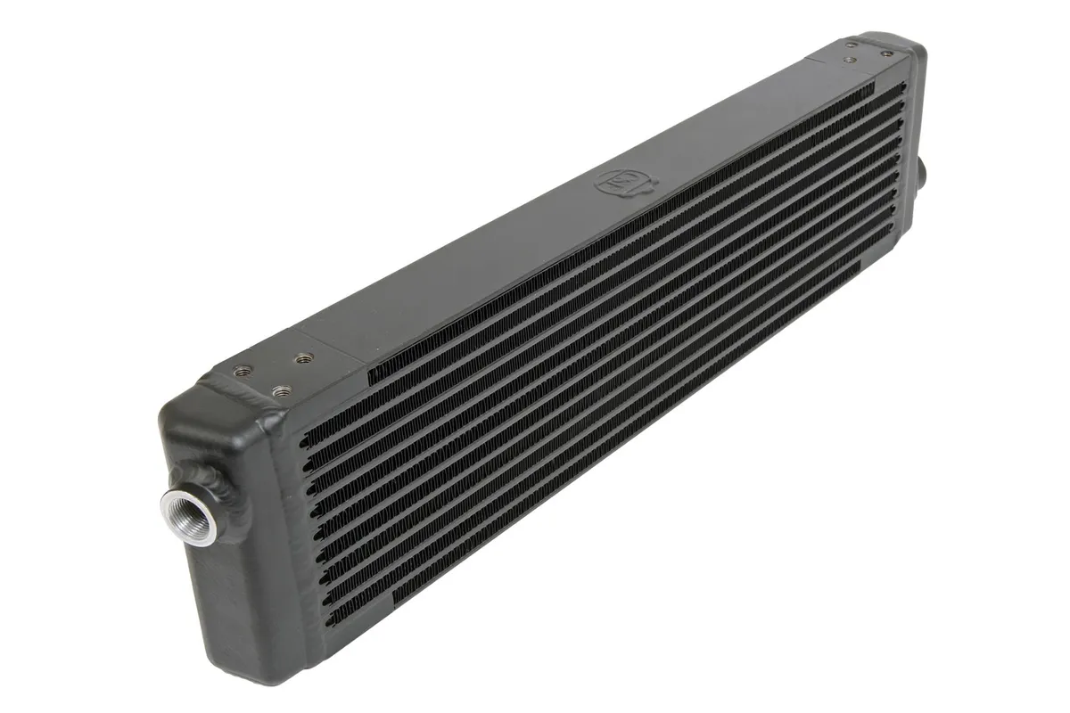 Universal Signal-Pass Oil Cooler w Direct Fitment for Porsche 911 center front oil cooler RSR Style - M22 x 1.5 connections - 24 ftL x 5.75 ftH x 2.16 ftW product image