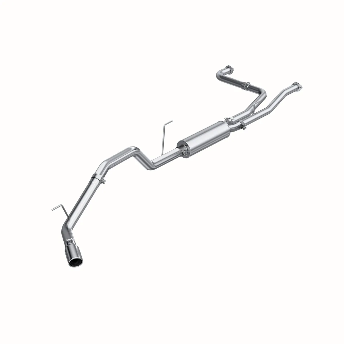 Armor Lite Cat Back Exhaust System; 3 in.; Incl. Ext. Pipes/Inter. Pipe/Muffler/Over Axle Pipe/Tailpipe/Hardware/4 in. OD Tip; Single Side Exit; Aluminized; product image