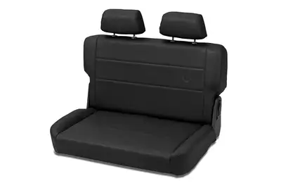 Bestop Jeep Rear Bench Seat Trailmax II Fold-N-Tumble Seat For Jeep 1955-1983 CJ5 All Vinyl Black Crush Bestop