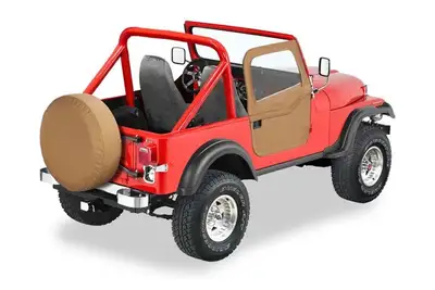 Bestop Jeep Doors Full 2-Piece Fabric Doors For Jeep 1976-1986 CJ7 Clear Vinyl Spice Fabric Pair Bestop