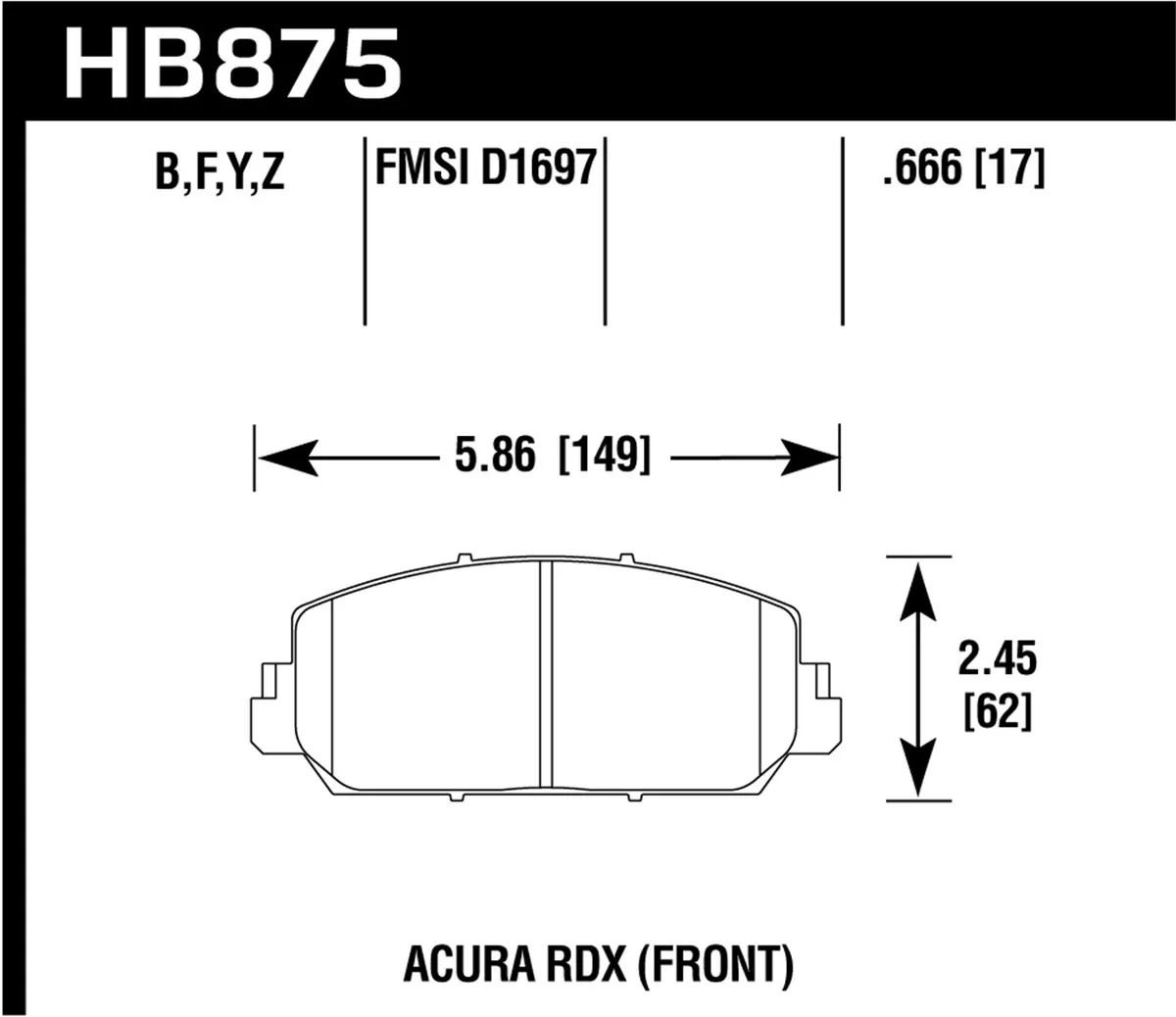 HPS 5.0 Disc Brake Pad; 0.666 Thickness; product image