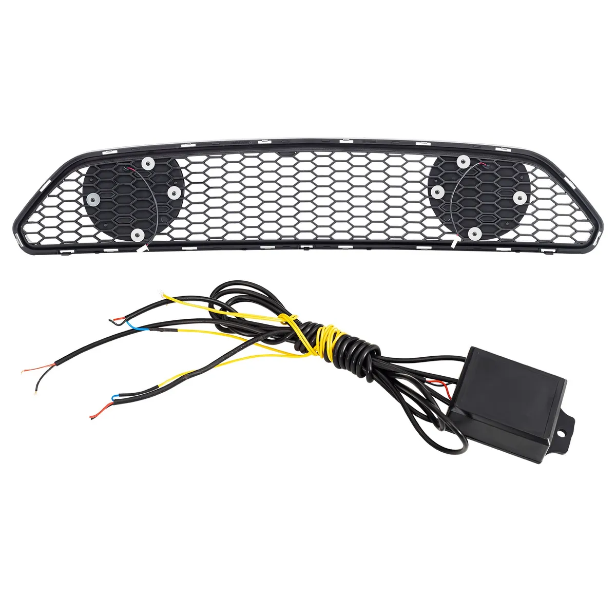 American Modified Amfmca00617 Mach 1 Style Upper Grille With LED DRL And Turn Signal - Glossy Black product image