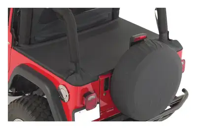 Crown Automotive Jeep Replacement 1992-1995 Wrangler YJ Channel-Mounted; Black Denim; Keep your gear clean dry and away from prying eyes with a Rough Trail Tonneau Cover