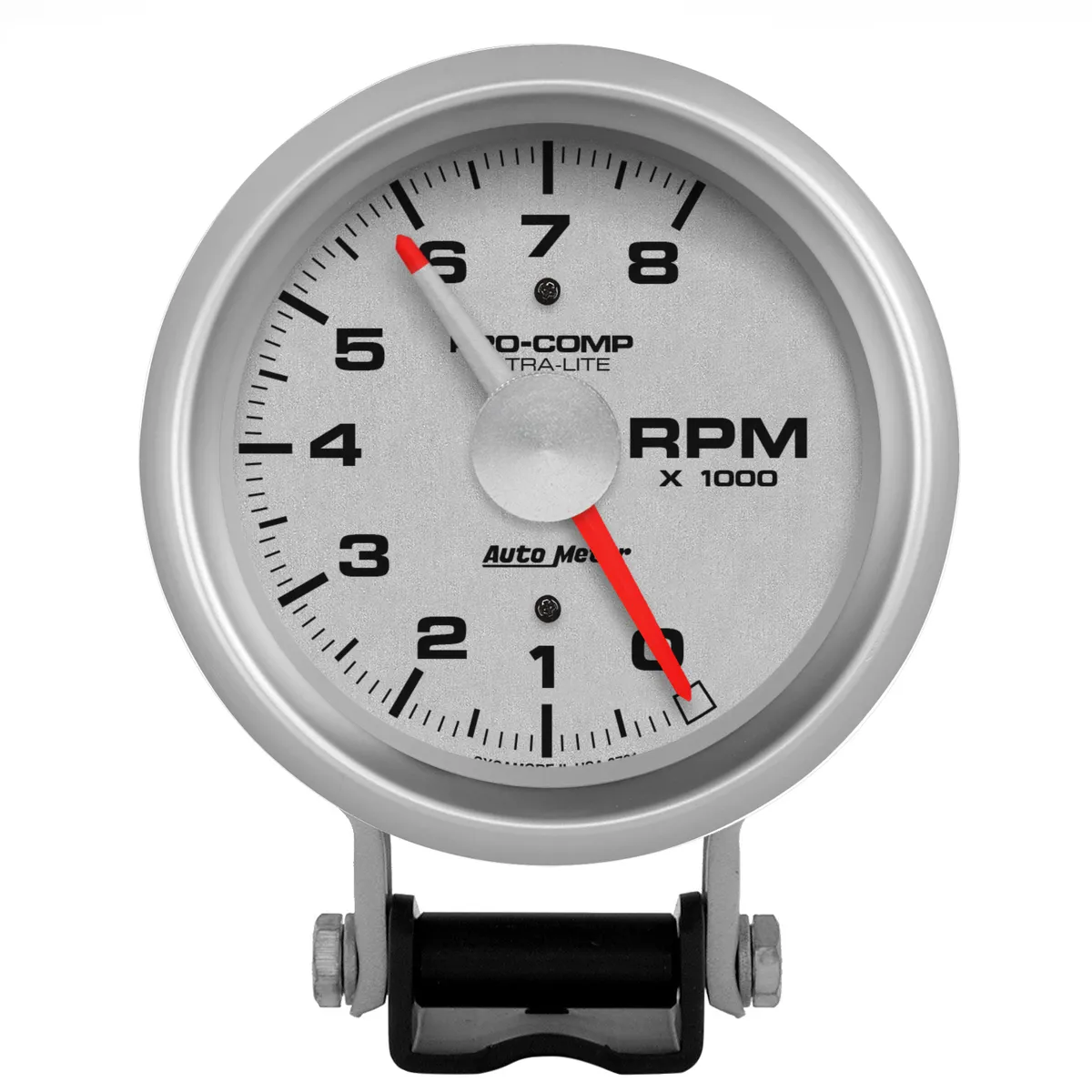 Gauge, Tachometer, 3 3/4", 8k RPM, Pedestal w/ Red Line, Ultra-Lite product image