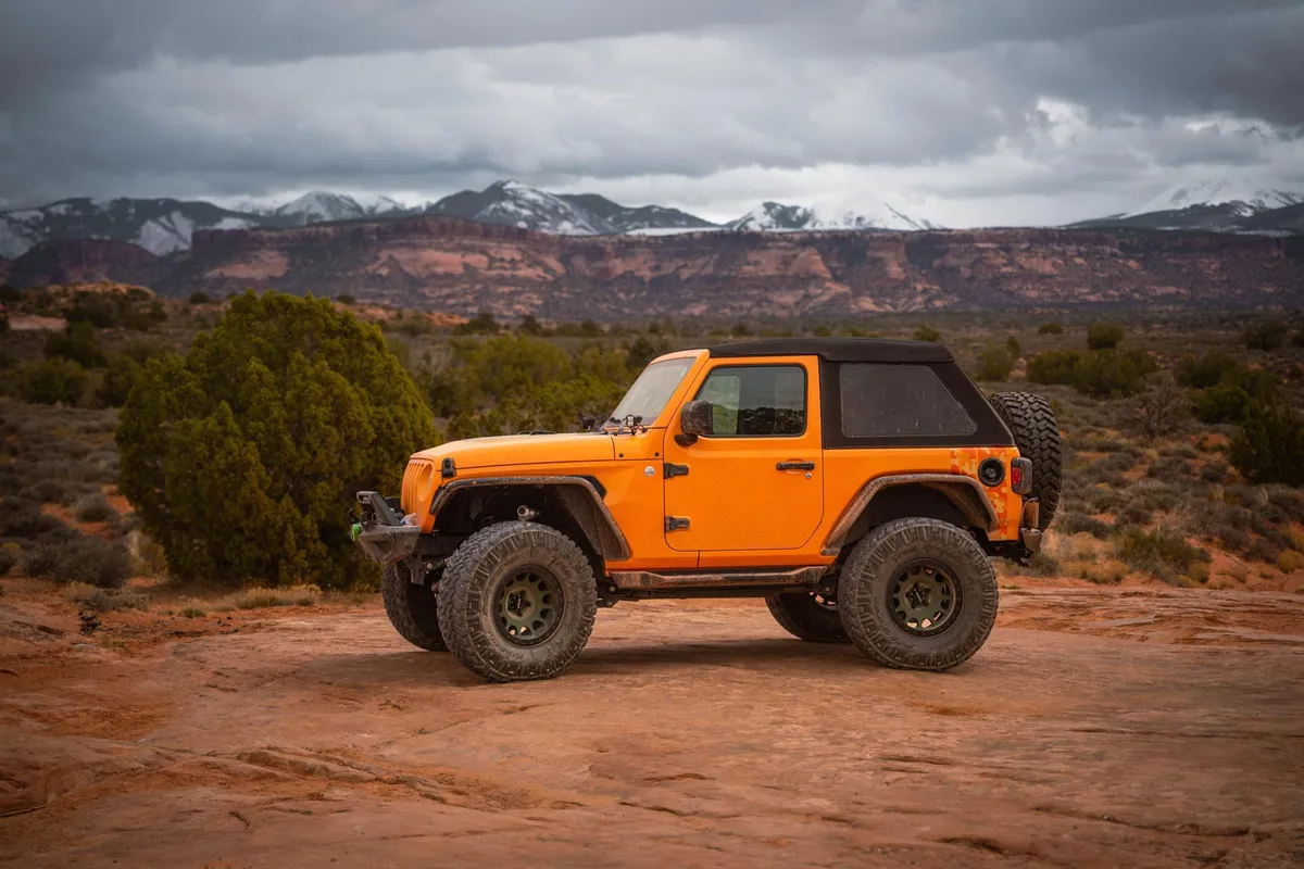 Jeep Wrangler Trektop Glide Slantback Soft Tops For Jeep 2018-Current Wrangler JL 2 Door Black Premium Twill Bestop product image