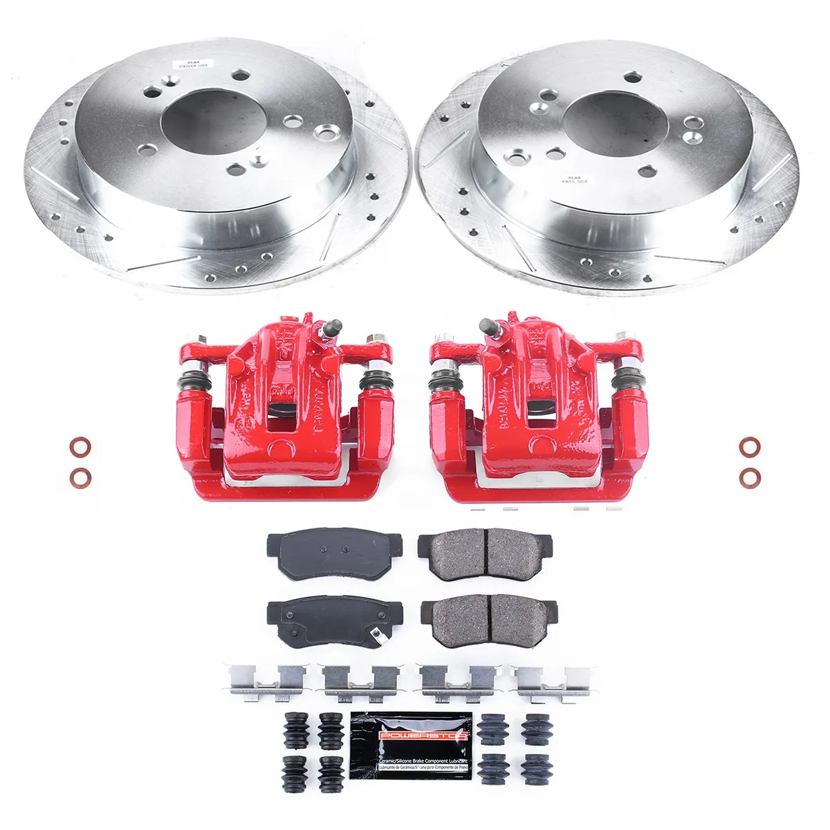 Z23 Evolution Sport Upgrade Kit: Drilled/Slotted Rotors; Carbon-Fiber Ceramic Pads; Powder Coated Calipers product image