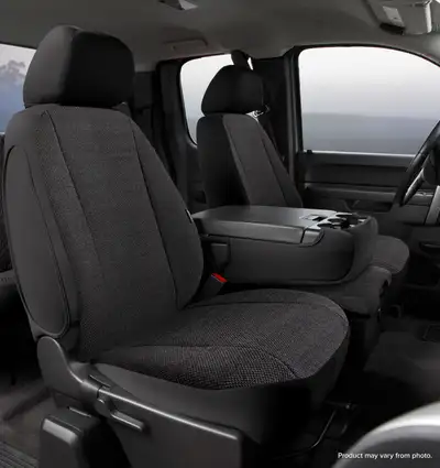FIA Wrangler™ Solid Seat Cover; Saddle Blanket; Black; Split Seat; 40/20/40; Built In Seat Belts; Side Airbags; w/o Upper/Lower Center Storage Compartments; Non-Removable Headrests;