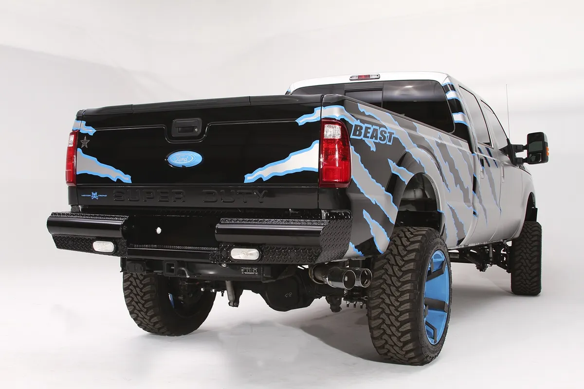 Fab Fours Black Steel Ranch Rear Bumper; 2 Stage Black Powder Coated;