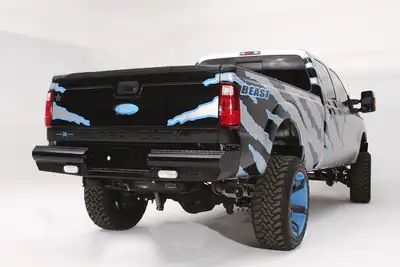 Fab Fours Black Steel Ranch Rear Bumper; 2 Stage Black Powder Coated;