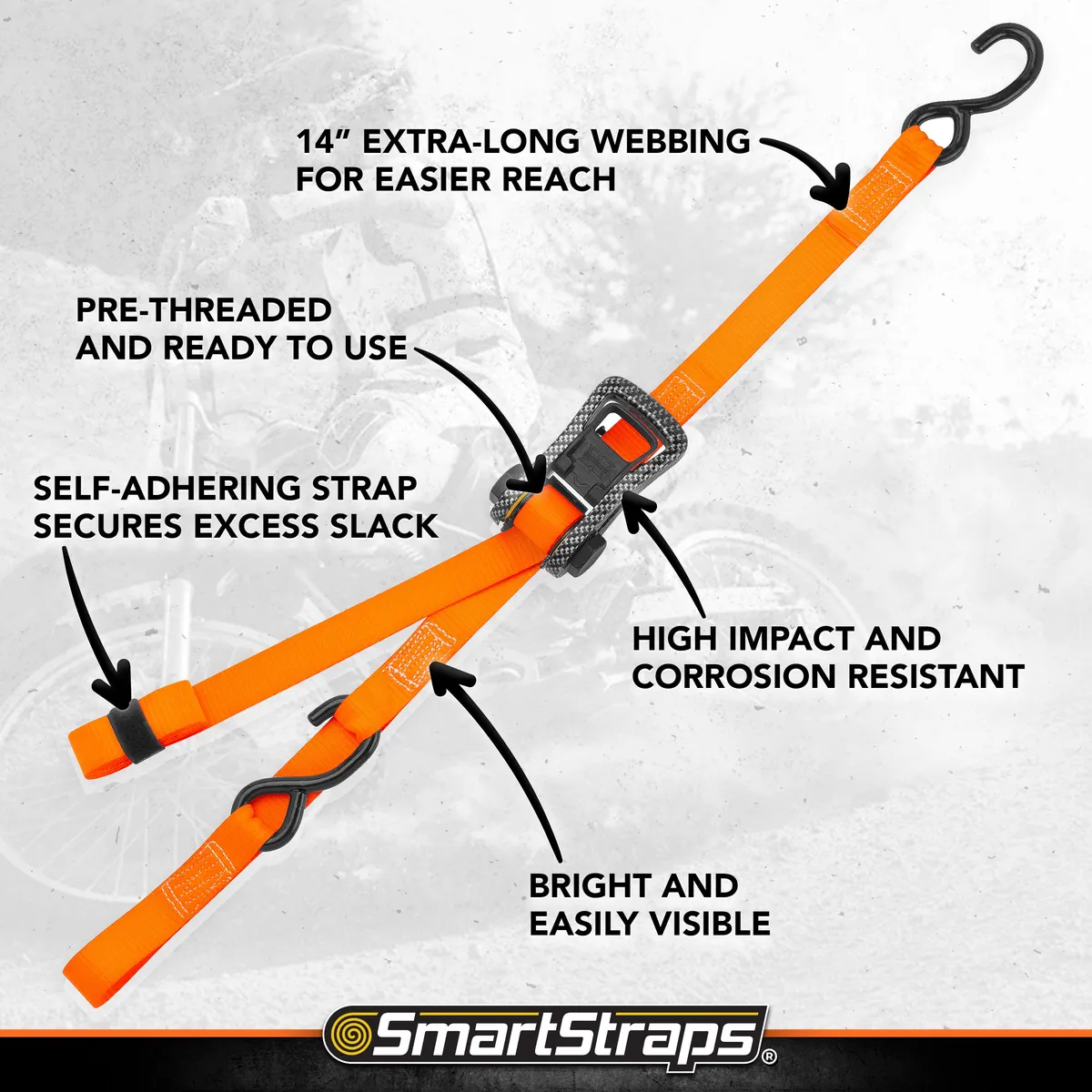 10in 3000lb Carbon x Ratchet Tie Downorange2pk product image
