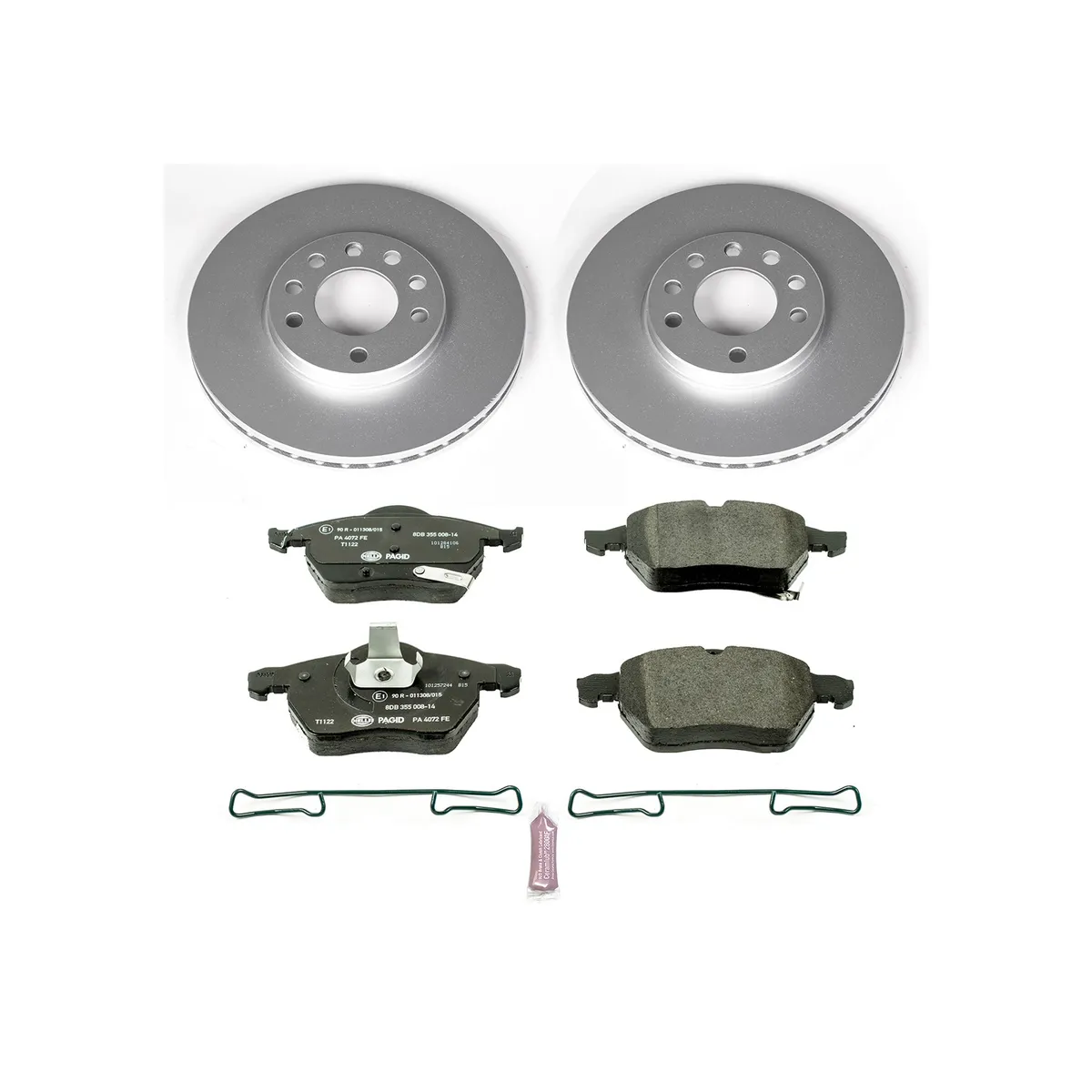 Euro-Stop Kit: Genuine Geomet Fully Coated Rotors; Ece-R90 Certified Pads W/Hardware product image