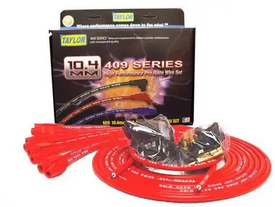 Taylor Cable Taylor Cable Universal 10.4mm 409 Series Spark Plug Wire Set - 8 Cylinders - 180° Spark Plug Boot Angle - Red - 79255