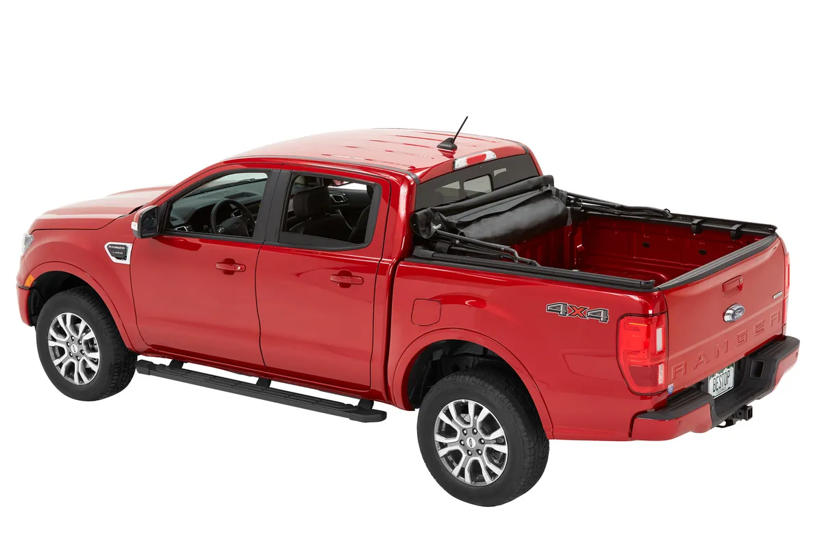 Supertop Truck Bed Cap 2 For Ford 2019-2024 Ranger 5.0 Foot Black Diamond PVC Coated Sailcloth No Drill Bestop product image