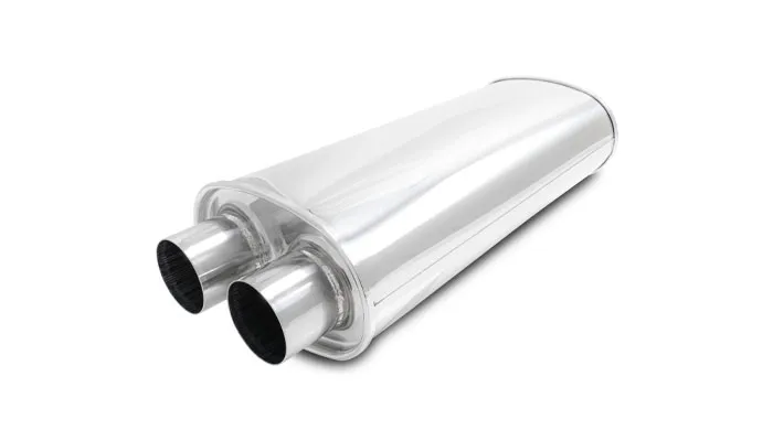 STREETPOWER Oval Muffler; Oval; 2.5 in. Inlet ID; 5.25 in. H; 8.5 in. W; 18 in. Body L; 22 in. Overall L; 2.5 in. OD; Dual In/Out Location; product image