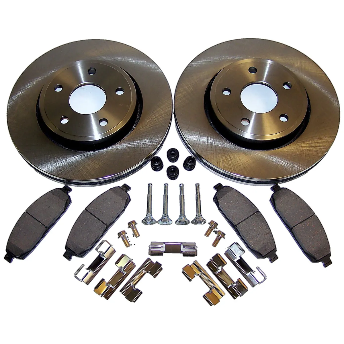 Disc Brake Service Kit; Front; Incl. 2 Drilled And Slotted Rotors/Pad Set/All Hardware; product image