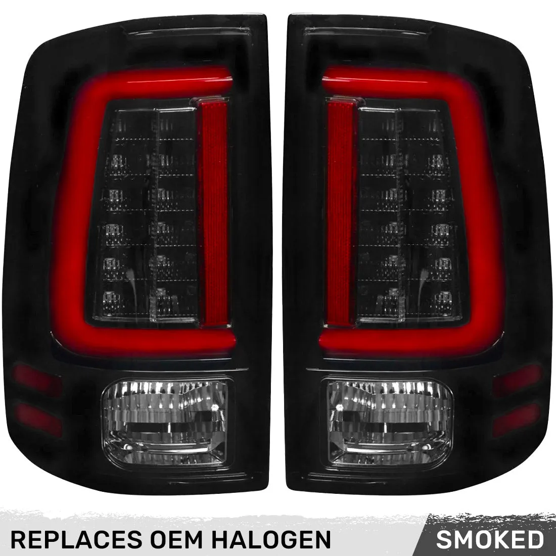 Dodge 09-18 RAM 1500 And 10-18 RAM 25003500 Oled Tail Lights Replaces Factory OEM Halogen Tail Lights - Smoked Lens product image