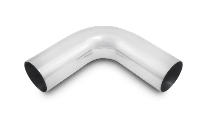 90 Degree Aluminum Bend; 3.5 in. O.D.; 2 in. Leg Length From Targent; 1.8MM Wall Thickness; 6063 Aluminum; Polished; product image
