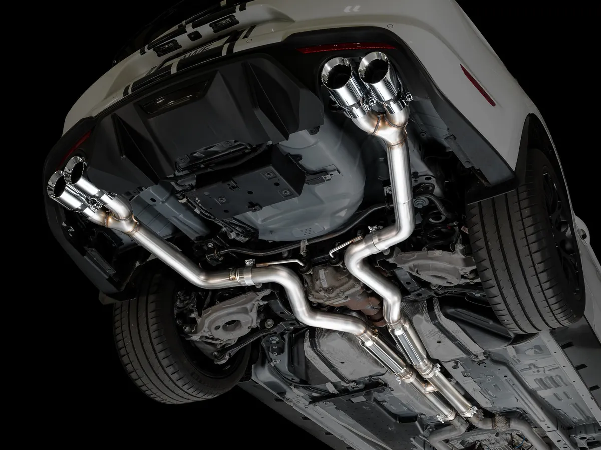 AWE Touring Edition Cat-back Exhaust for the '18-'23 S550 Mustang GT - Quad Chrome Silver Tips product image