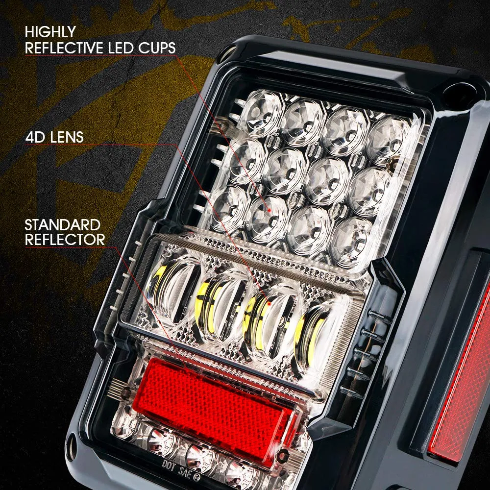 Xprite LED Tail Lights for Jeep Wrangler JK 2007-2018 – Smoked Lens Plug & Play Brake, Turn Signal & Reverse Lights | Destroyer Series product image