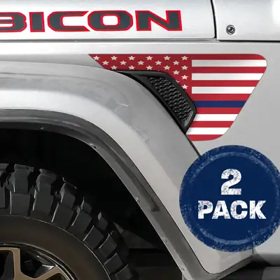 Under The Sun Inserts White & Red Thin Blue Line Flag 2pc Vinyl Fender Decal