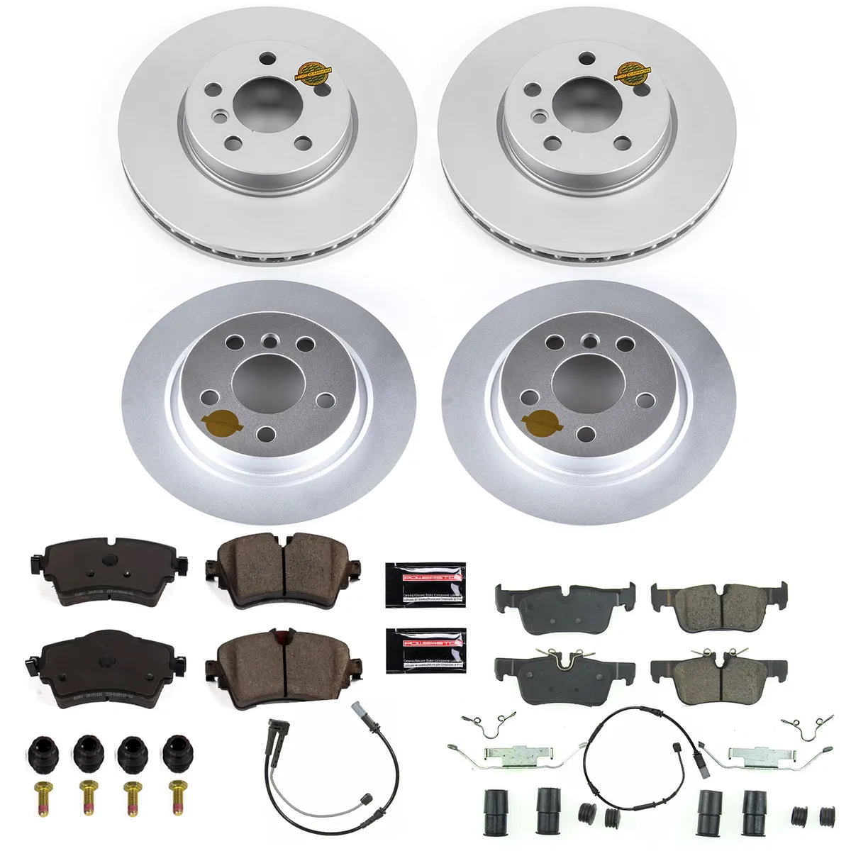 Z23 Sport Geomet Coated Rotor Kit For European Vehicles: Genuine Geomet Fully Coated Rotors; Carbon-Fiber Ceramic Pads W/Hardware; Pad Sensors product image