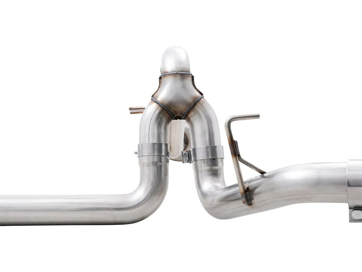 AWE 0FG Dual Split Rear Exhaust for '21+ Ford F-150 - 5" Diamond Black Tips product image