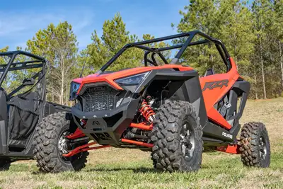 Fab Fours SXS Winch Bumper; 2 Stage Matte Black Powder Coated;