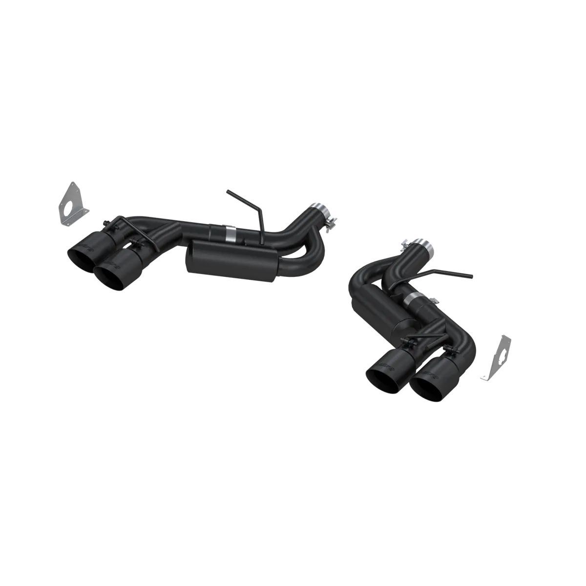 Armor BLK Axle Back Exhaust System; 3 in.; Incl. Ext. Pipe/Tailpipe/Hardware/Quad 4 in. Outlet Diameter Tips; Dual Split Rear Exit; Race Version; Black Coated; product image