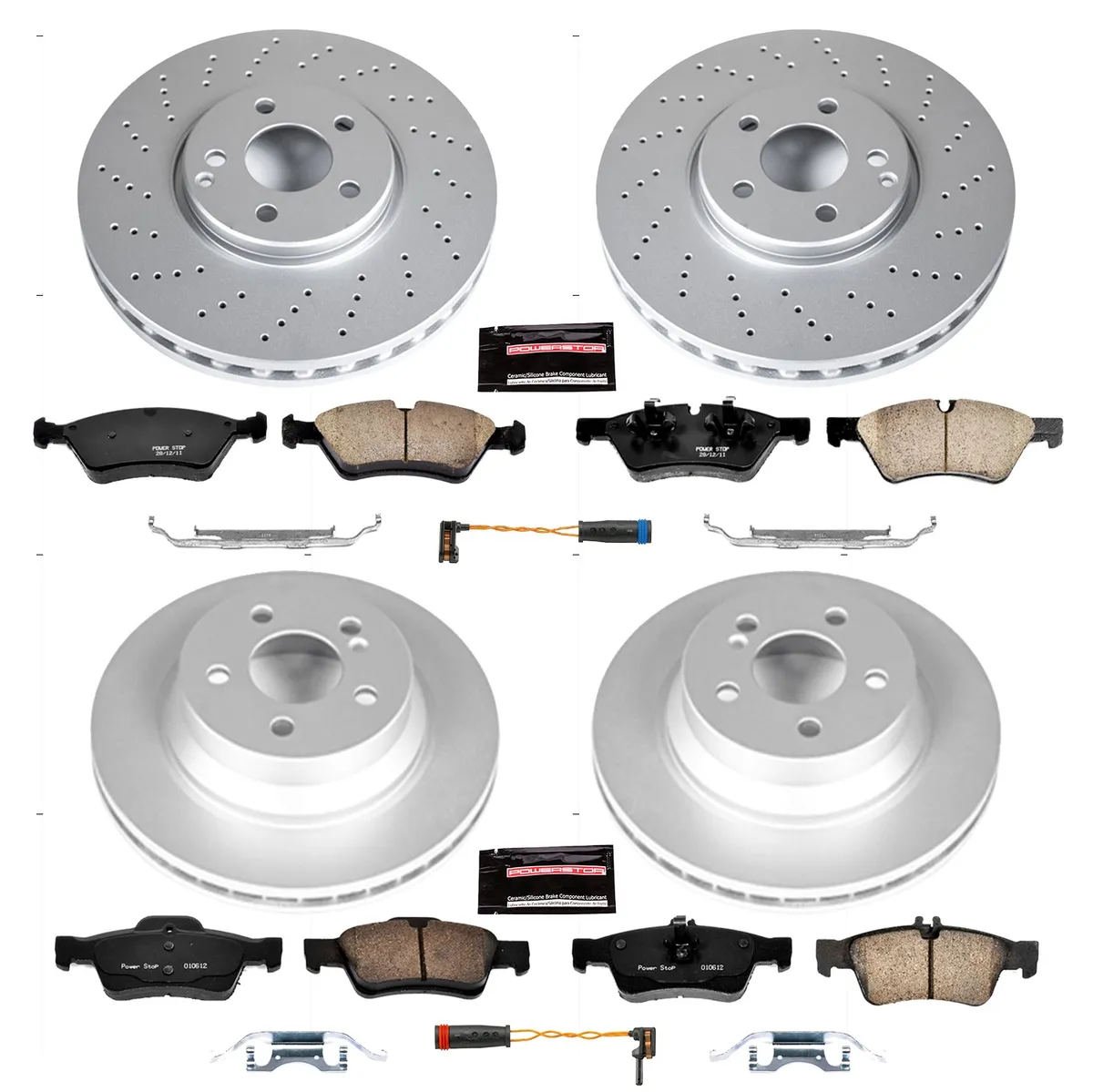 Z23 Sport Geomet Coated Rotor Kit For European Vehicles: Genuine Geomet Fully Coated Rotors; Carbon-Fiber Ceramic Pads W/Hardware; Pad Sensors product image
