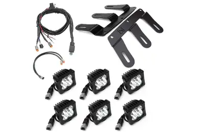 ZROADZ Off Road Products 21c Bronco Front Bumper OEM Fog Amber LED Kit(2)3in Amber LED Pod Lights(4)3in White LED Pod Light