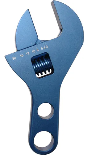 Adjustable AN Fitting Wrench Compact Stubby Design Fits AN Fitting Sizes 10AN-20AN Blue Anodized Billet Aluminum Proform product image