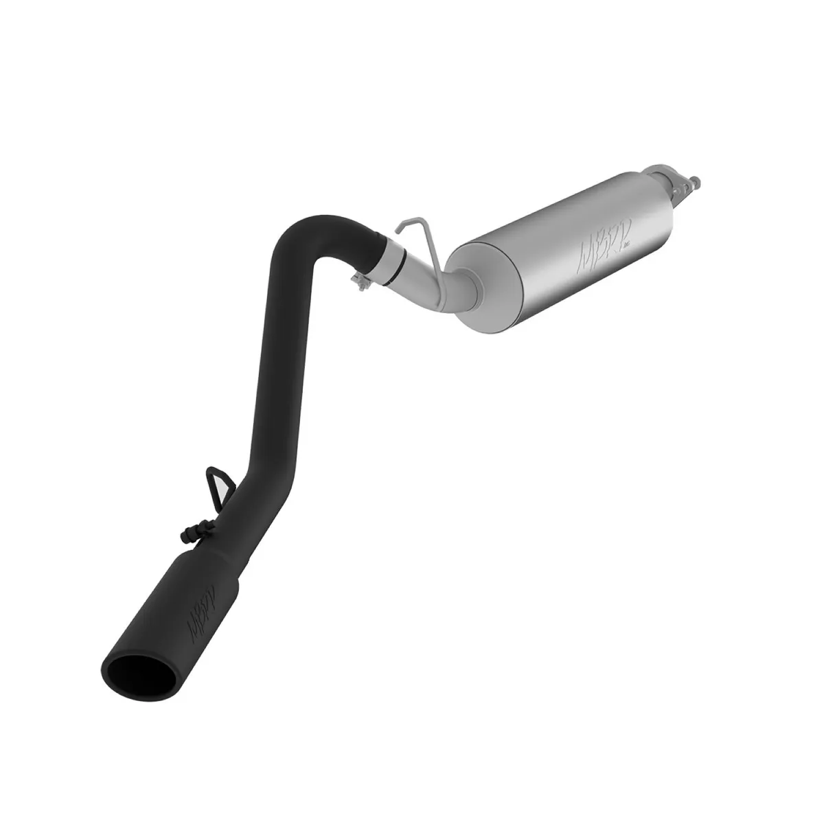 Armor BLK Cat Back Exhaust System; 2.5 in.; Incl. Muffler/Tailpipe/Hardware/3.5 in. OD Tip; Single Side Exit; Black Coated; product image