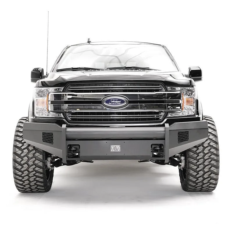Elite Front Bumper; 2 Stage Black Powder Coated; w/Full Grill Guard; Incl. Light Cut-Outs; product image
