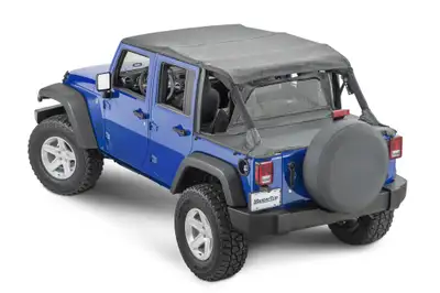 MasterTop Jeep JK Bimini Top Plus For 07-18 Wrangler JK 4 Door Black Diamond MasterTop